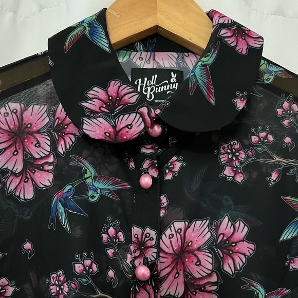 Hell Bunny Hummingbird Blouse Size XS - Picture 3 of 7